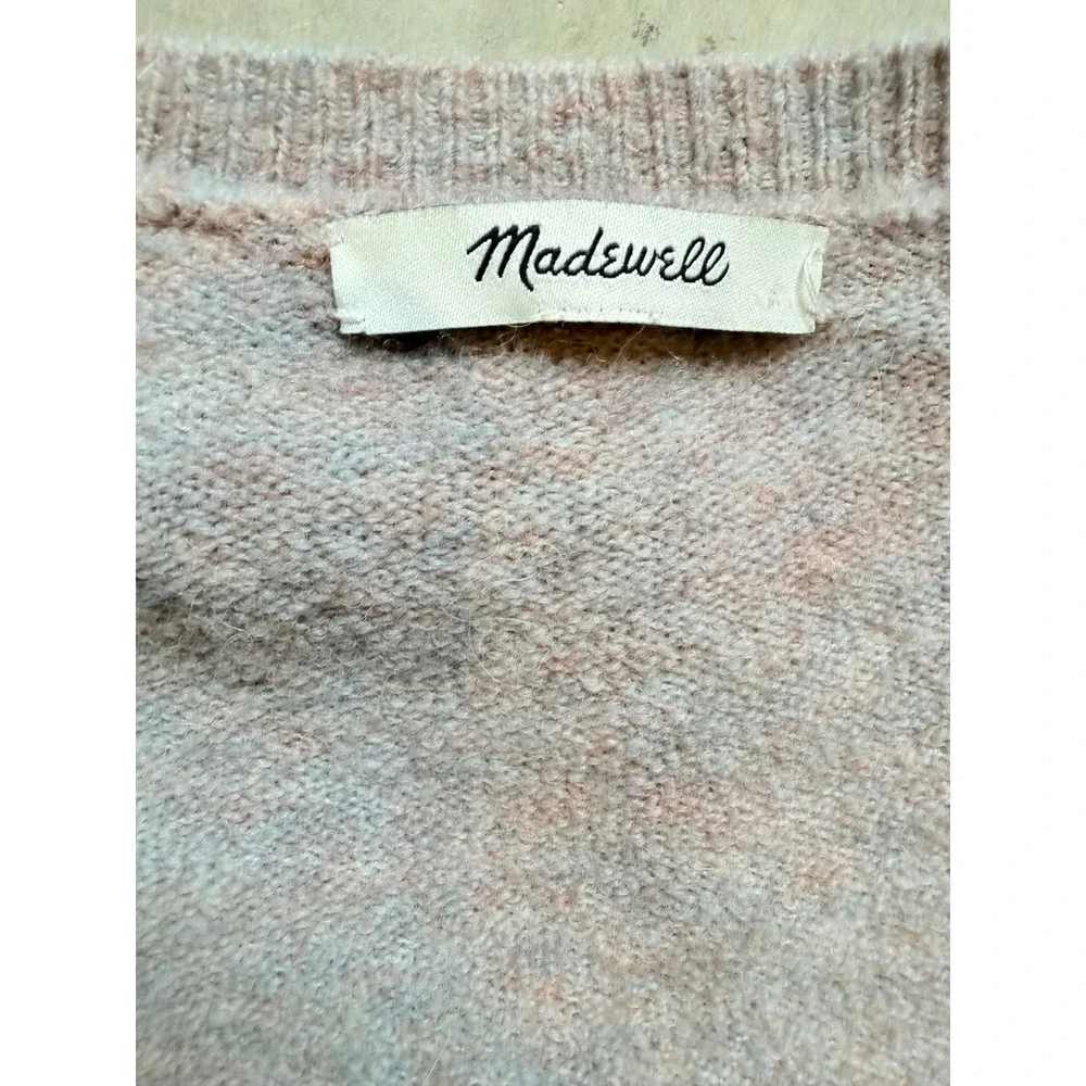 Madewell Womens Surplice Wrap Sweater Heathered Pink Wool‎ Blend V-Neck Pullover
